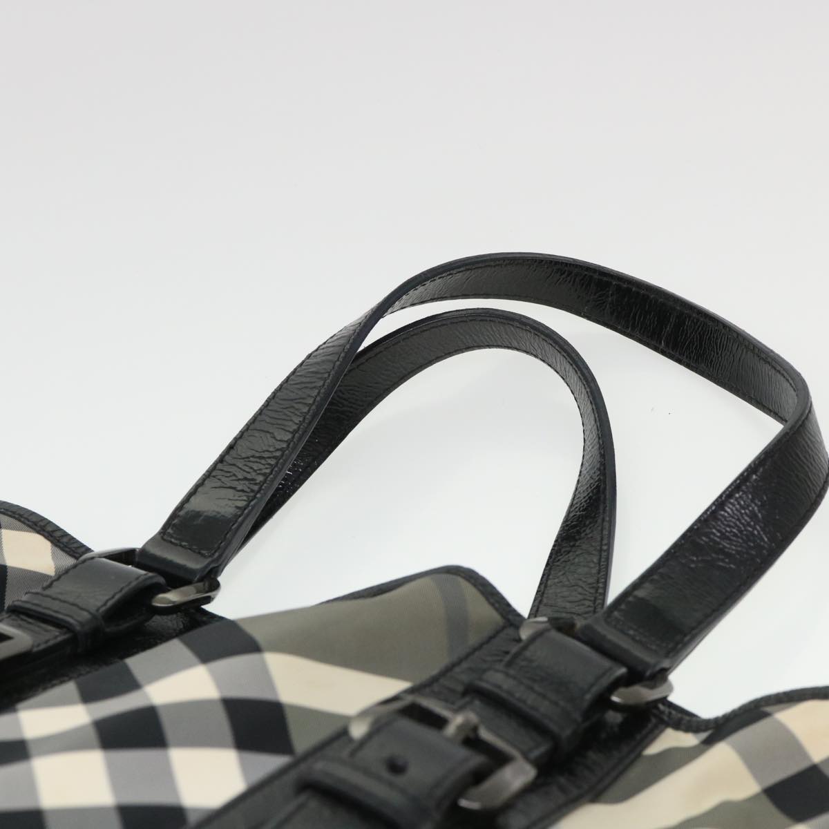 BURBERRY Nova Check Tote Bag Nylon Black Auth cl449