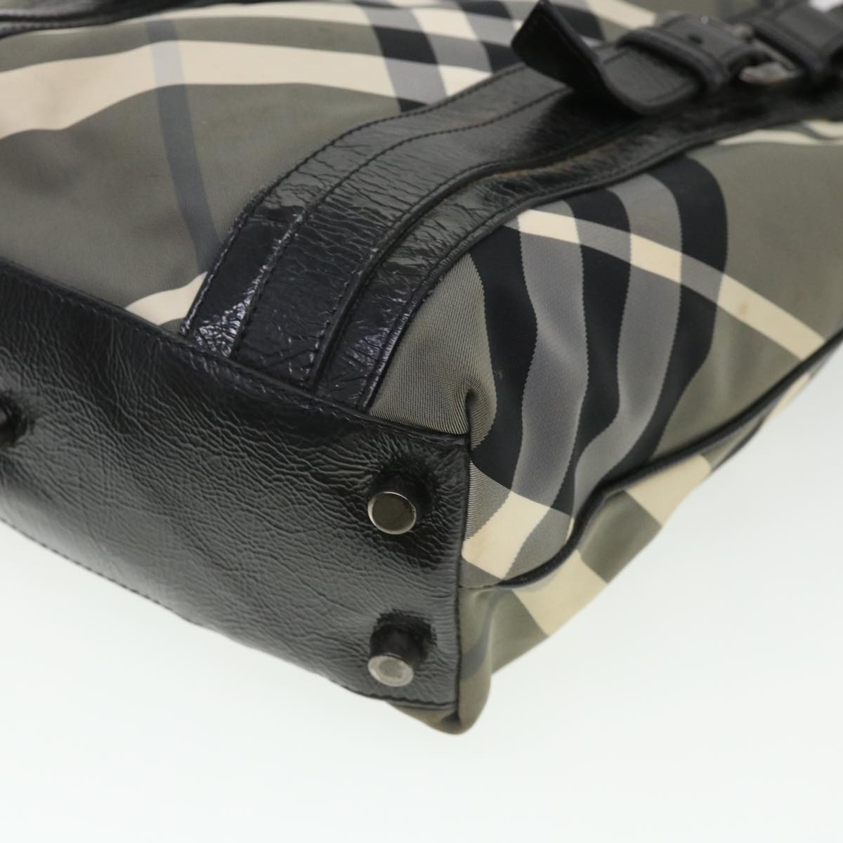 BURBERRY Nova Check Tote Bag Nylon Black Auth cl449