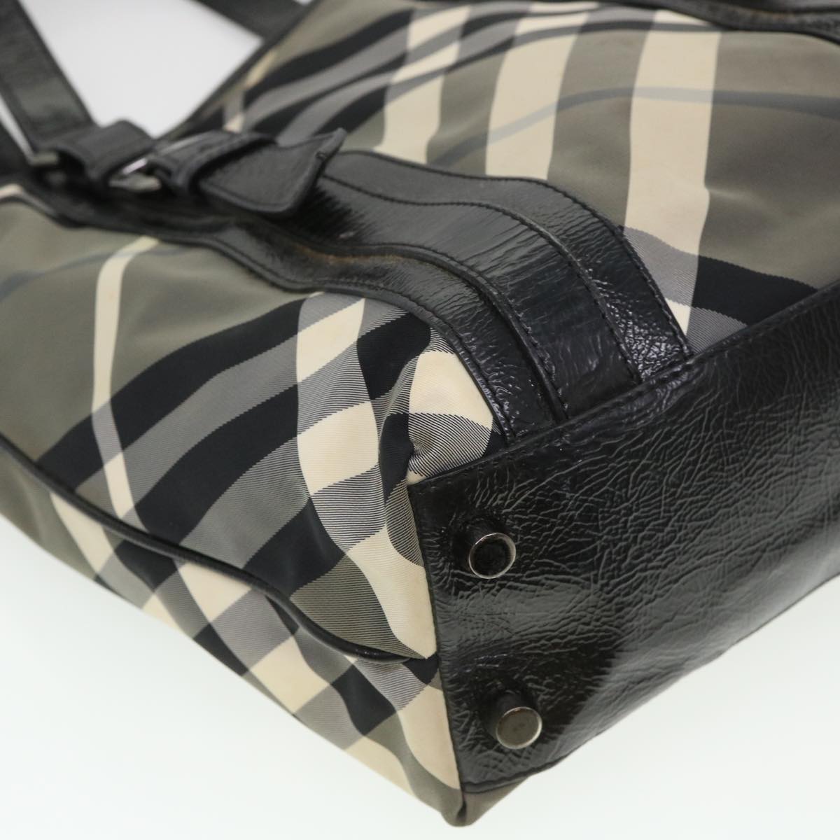 BURBERRY Nova Check Tote Bag Nylon Black Auth cl449