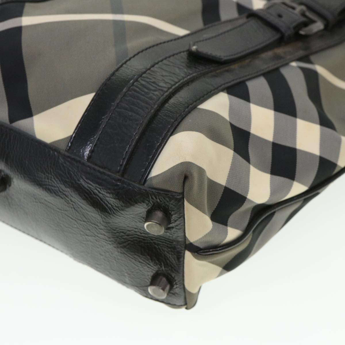 BURBERRY Nova Check Tote Bag Nylon Black Auth cl449