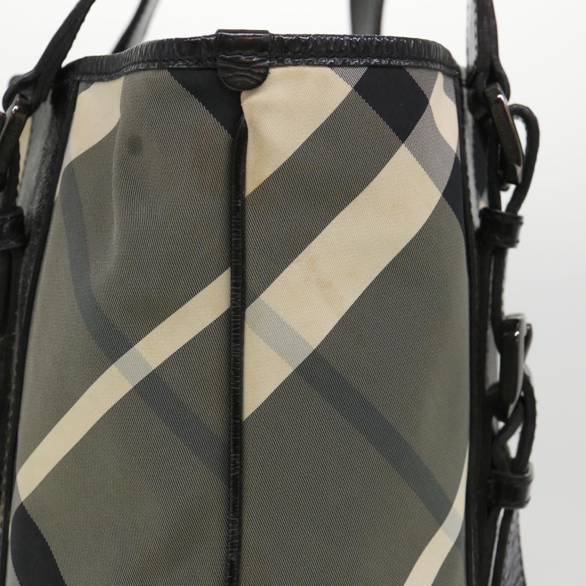 BURBERRY Nova Check Tote Bag Nylon Black Auth cl449