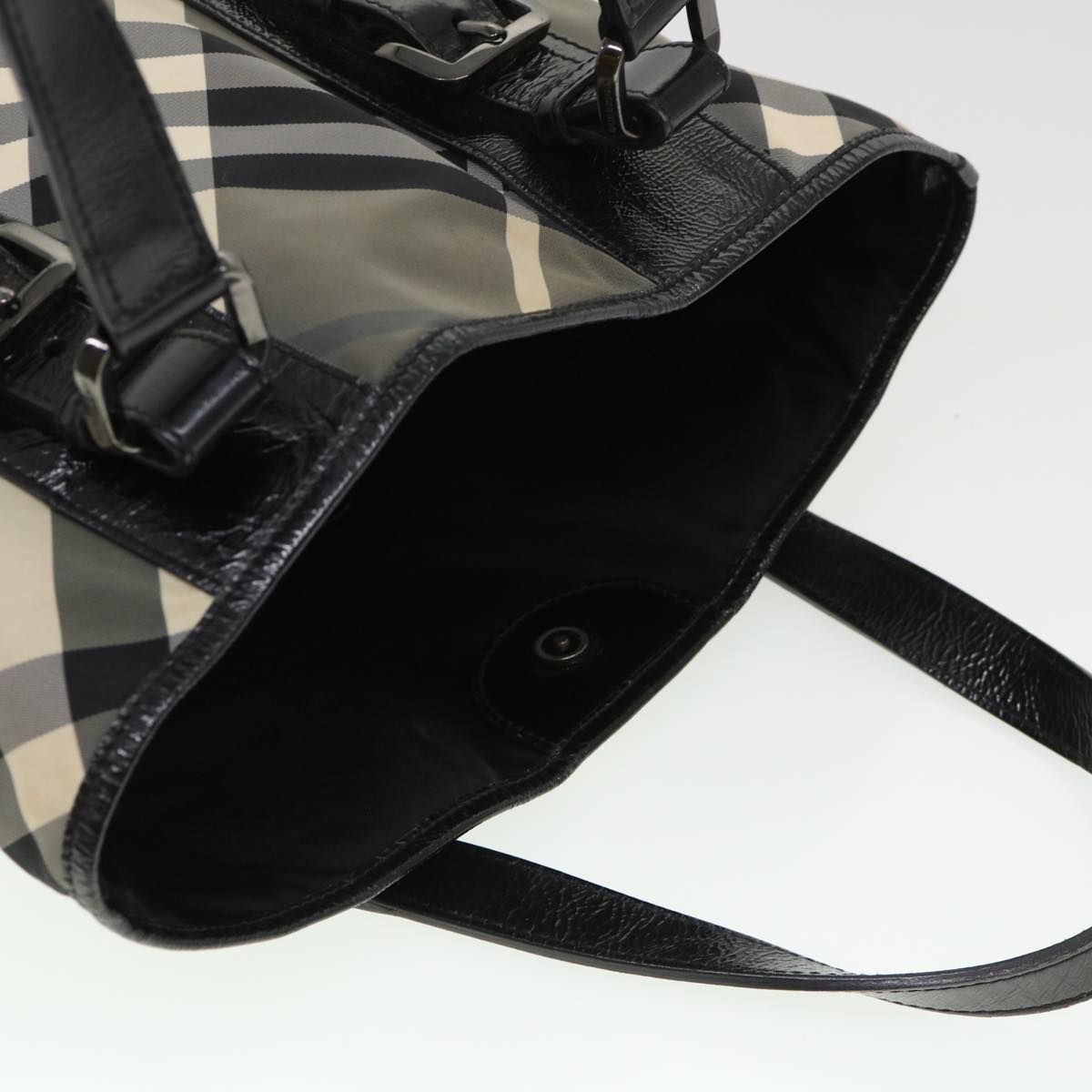 BURBERRY Nova Check Tote Bag Nylon Black Auth cl449