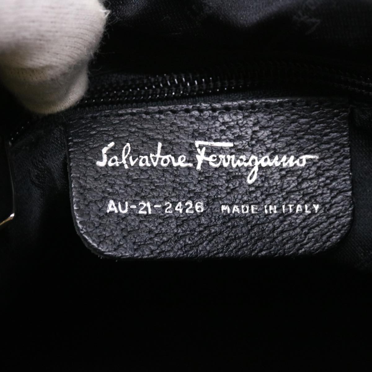 Salvatore Ferragamo Shoulder Bag Nylon Black AU-21-2426 Auth cl451