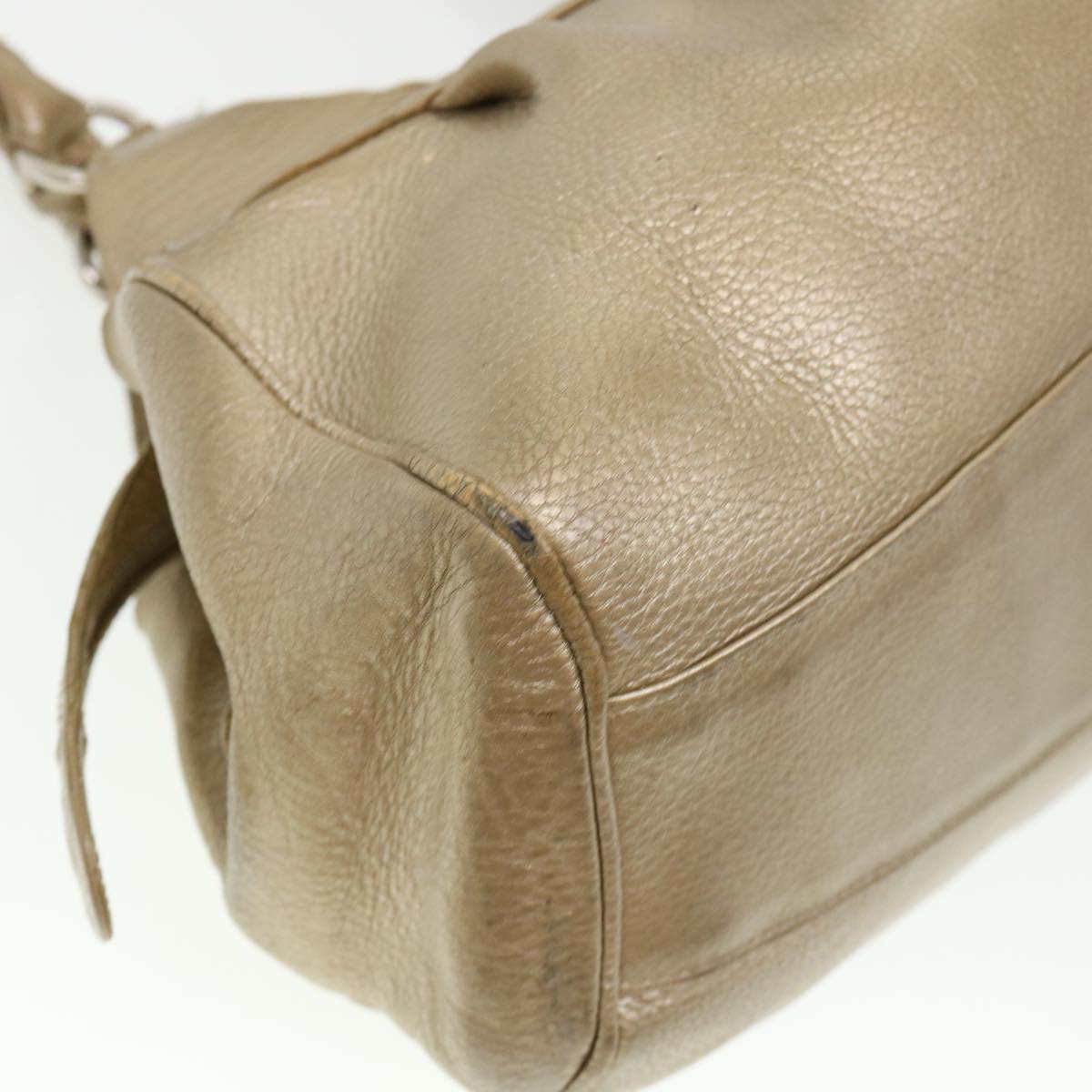 Salvatore Ferragamo Shoulder Bag Leather Gold EE-21 A069 Auth cl456