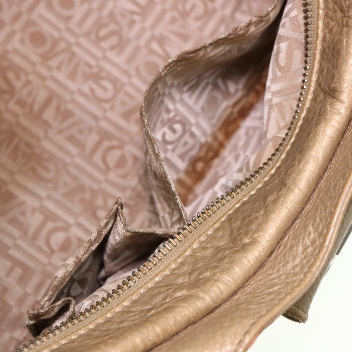 Salvatore Ferragamo Shoulder Bag Leather Gold EE-21 A069 Auth cl456