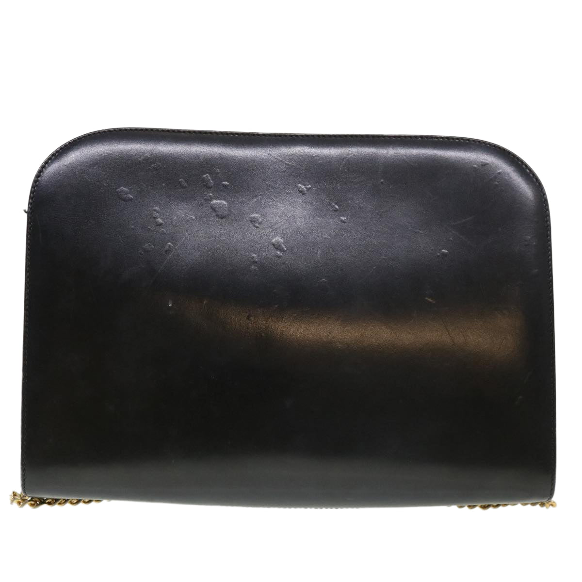 Salvatore Ferragamo Chain Shoulder Bag Leather Black Auth cl461 - 0