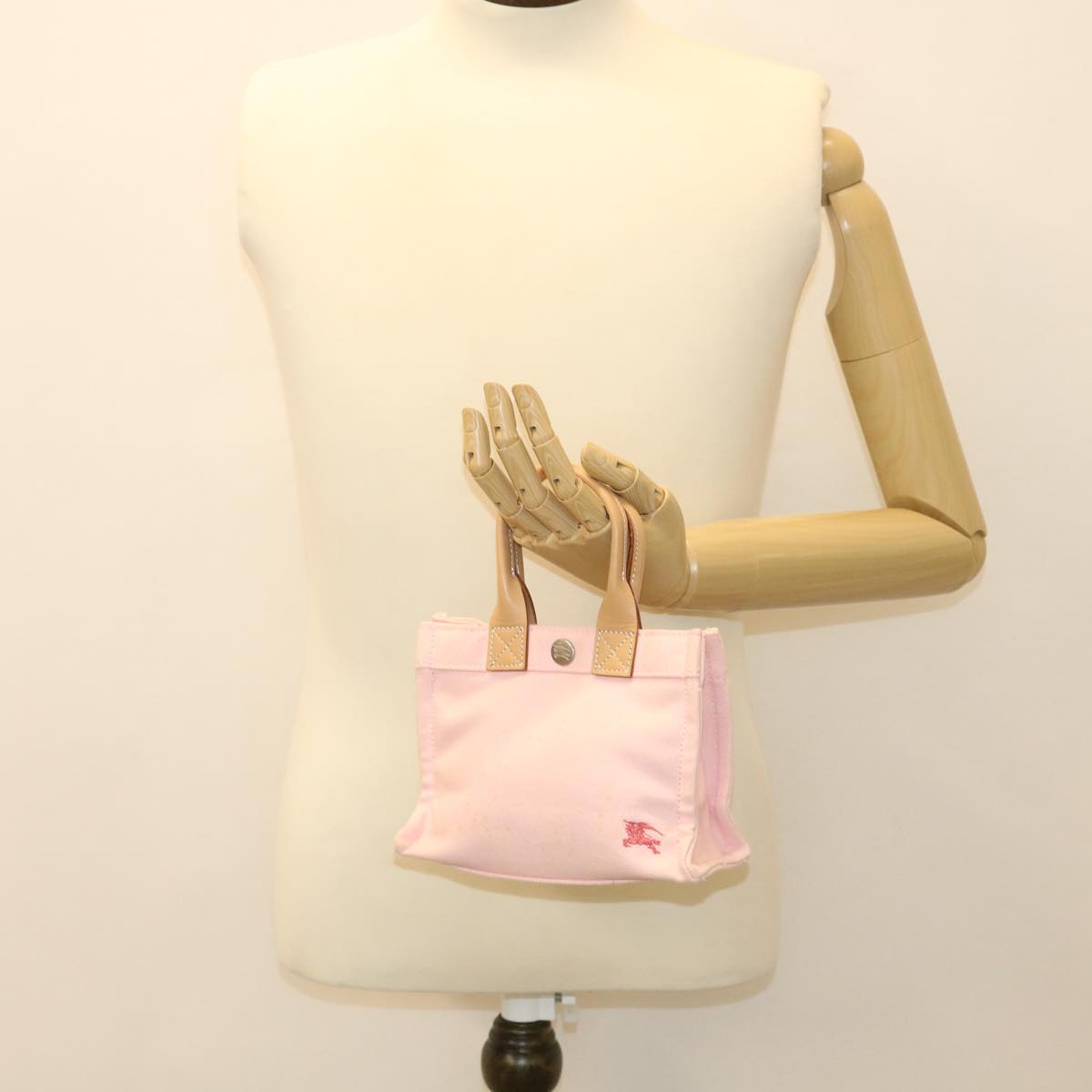 BURBERRY Hand Bag Canvas Pink Auth cl466