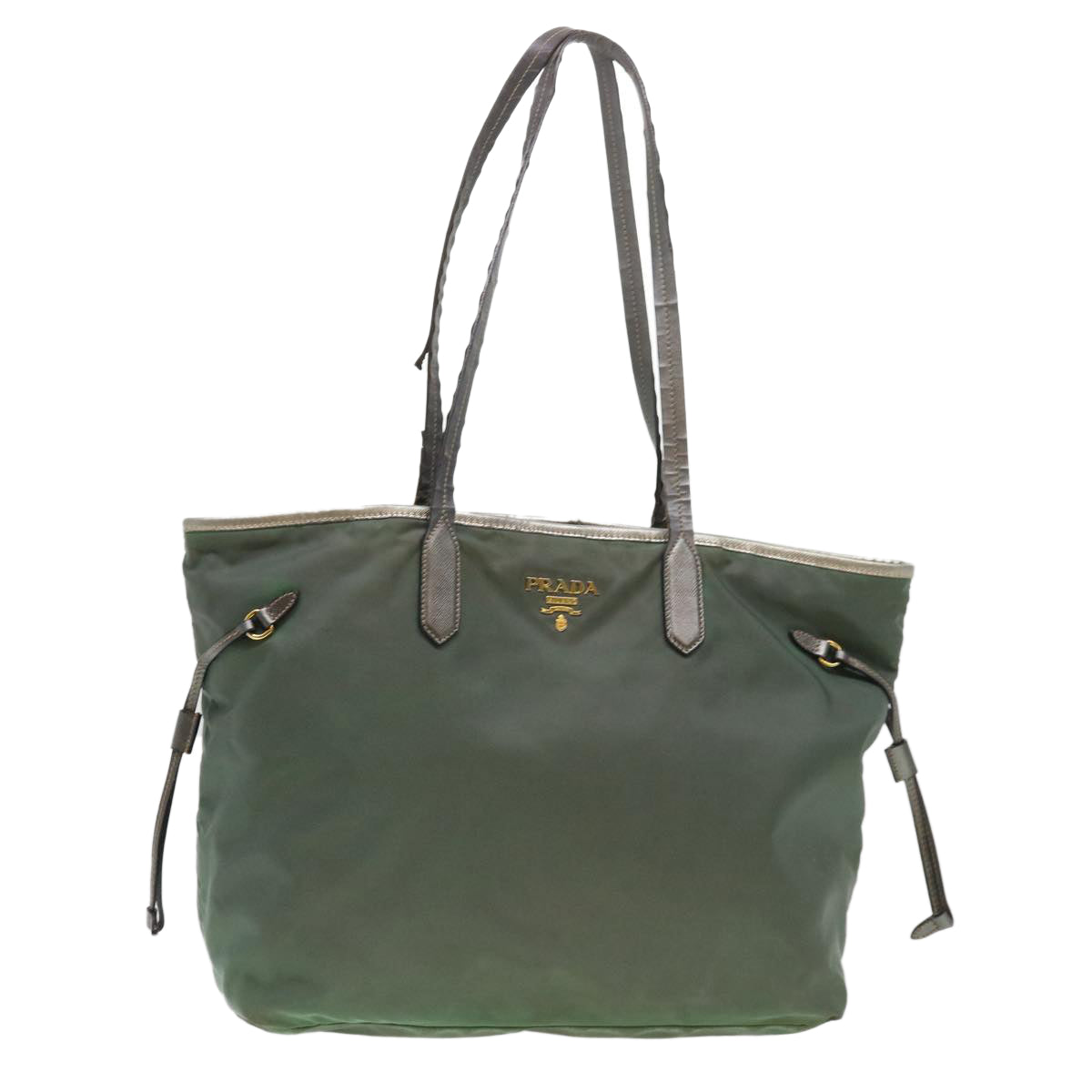 PRADA Tote Bag Nylon Khaki Auth cl471