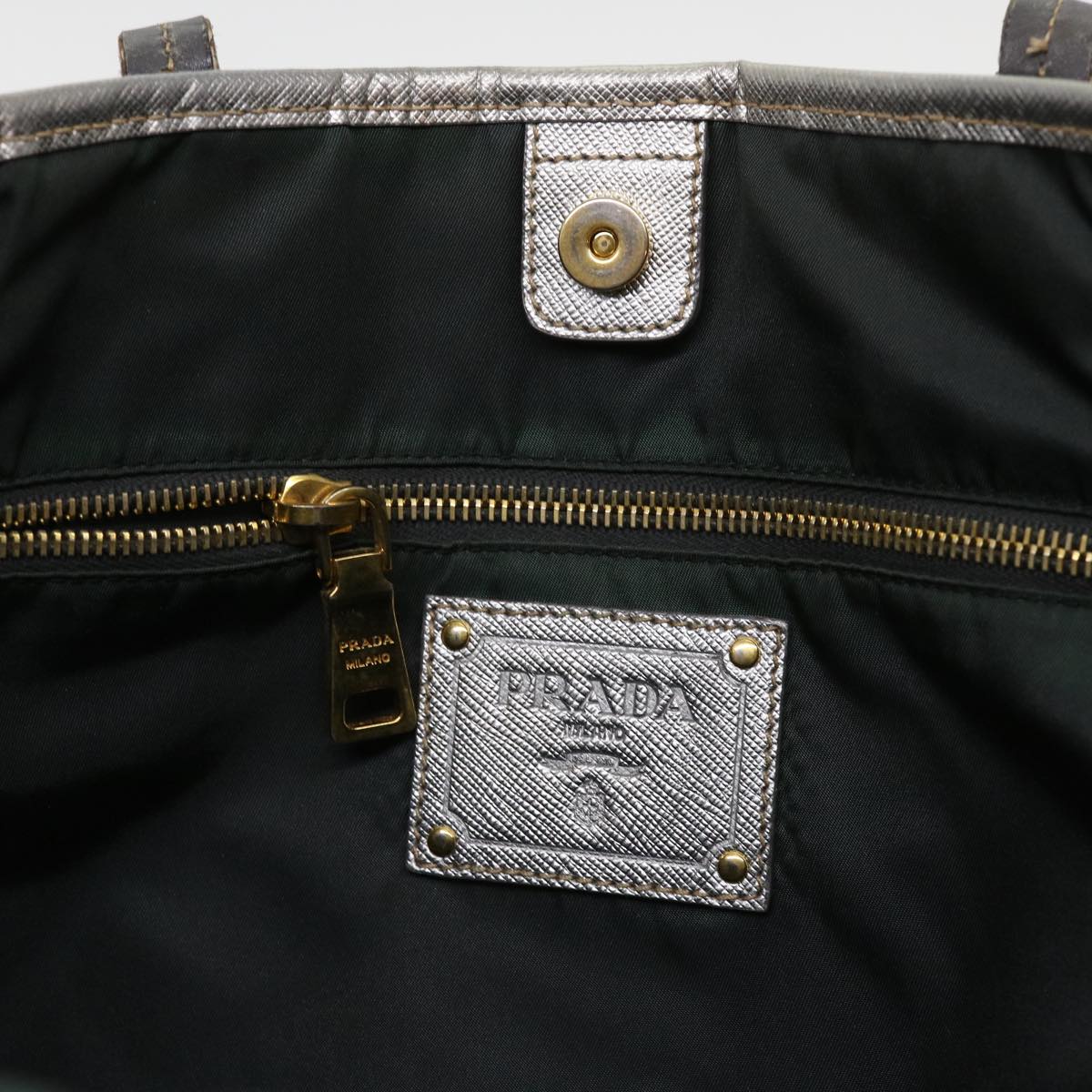 PRADA Tote Bag Nylon Khaki Auth cl471