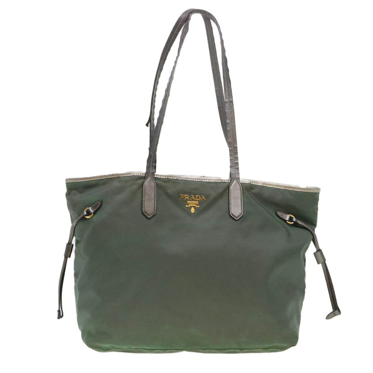 PRADA Tote Bag Nylon Khaki Auth cl471