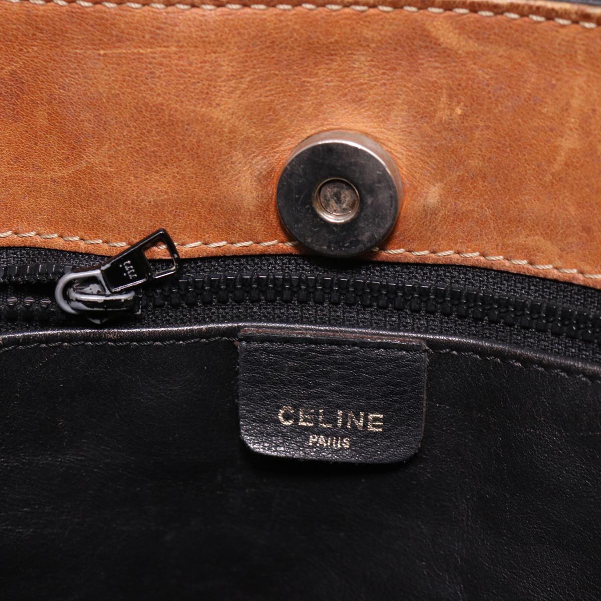 CELINE Tote Bag Leather Black Auth cl472