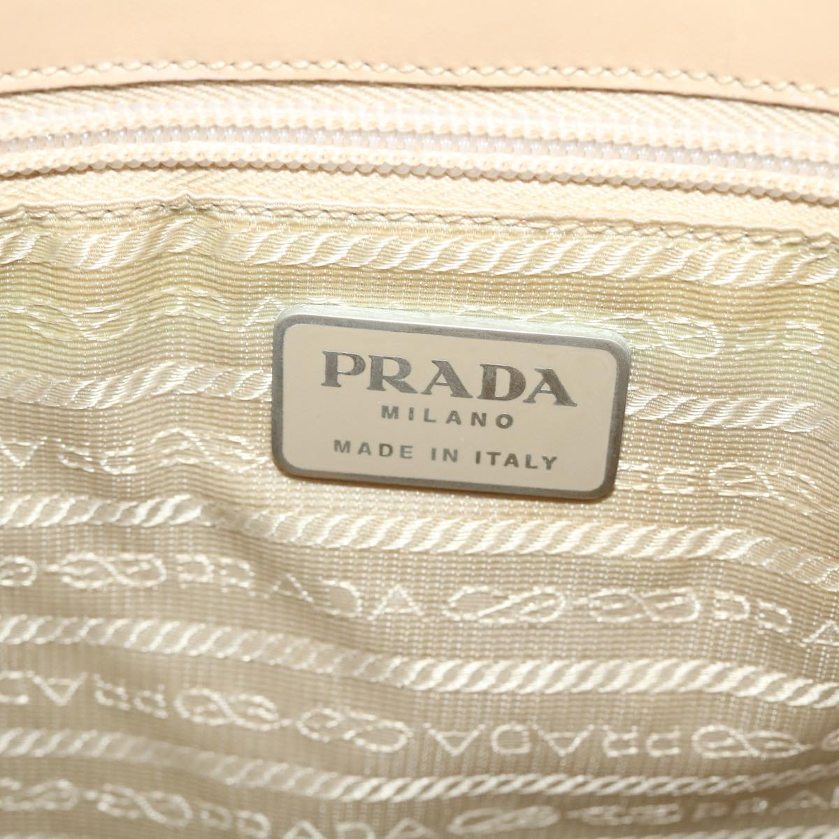 PRADA Shoulder Bag Leather Beige Auth cl476