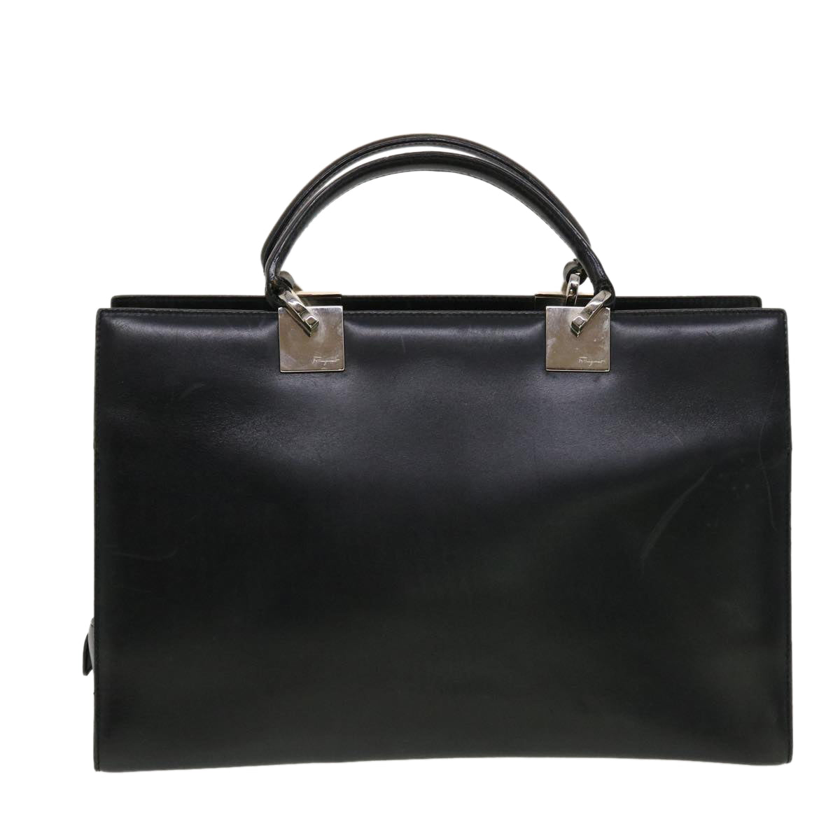 Salvatore Ferragamo Hand Bag Leather Black Auth cl501 - 0