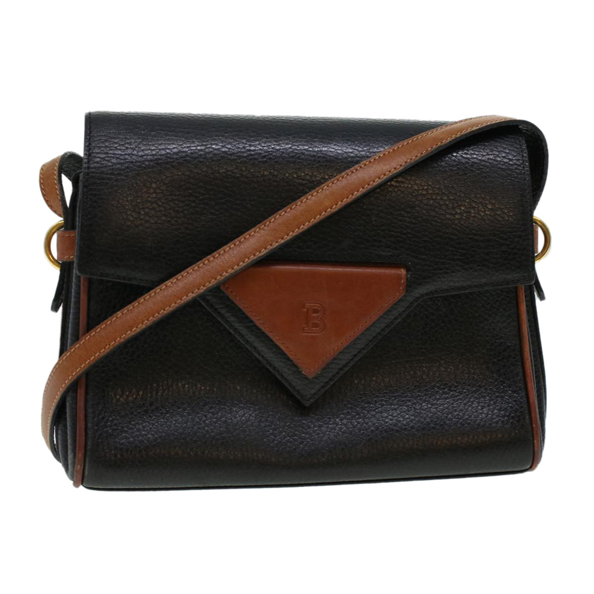 BALLY Shoulder Bag Leather Black Auth cl502