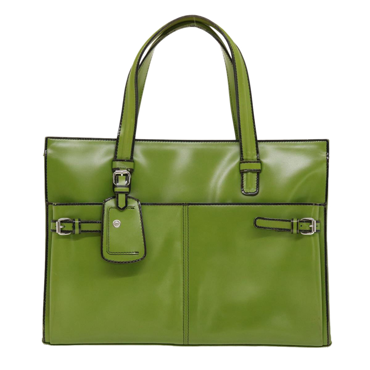BALLY Shoulder Bag Leather 2way Green Auth cl503 - 0