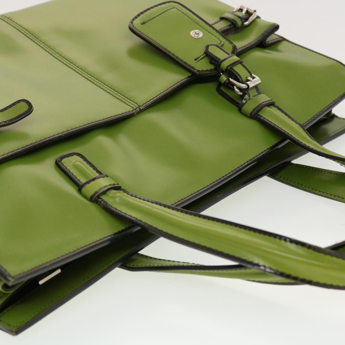 BALLY Shoulder Bag Leather 2way Green Auth cl503