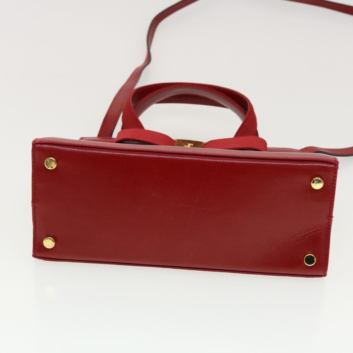 Salvatore Ferragamo Shoulder Bag Leather 2way Red Auth cl504