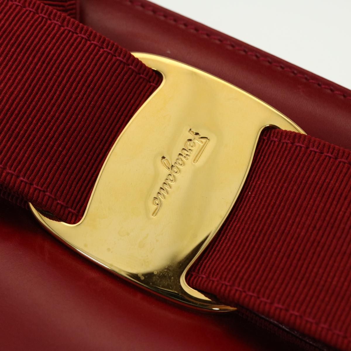 Salvatore Ferragamo Shoulder Bag Leather 2way Red Auth cl504