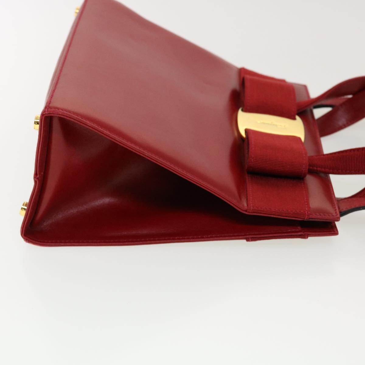 Salvatore Ferragamo Shoulder Bag Leather 2way Red Auth cl504