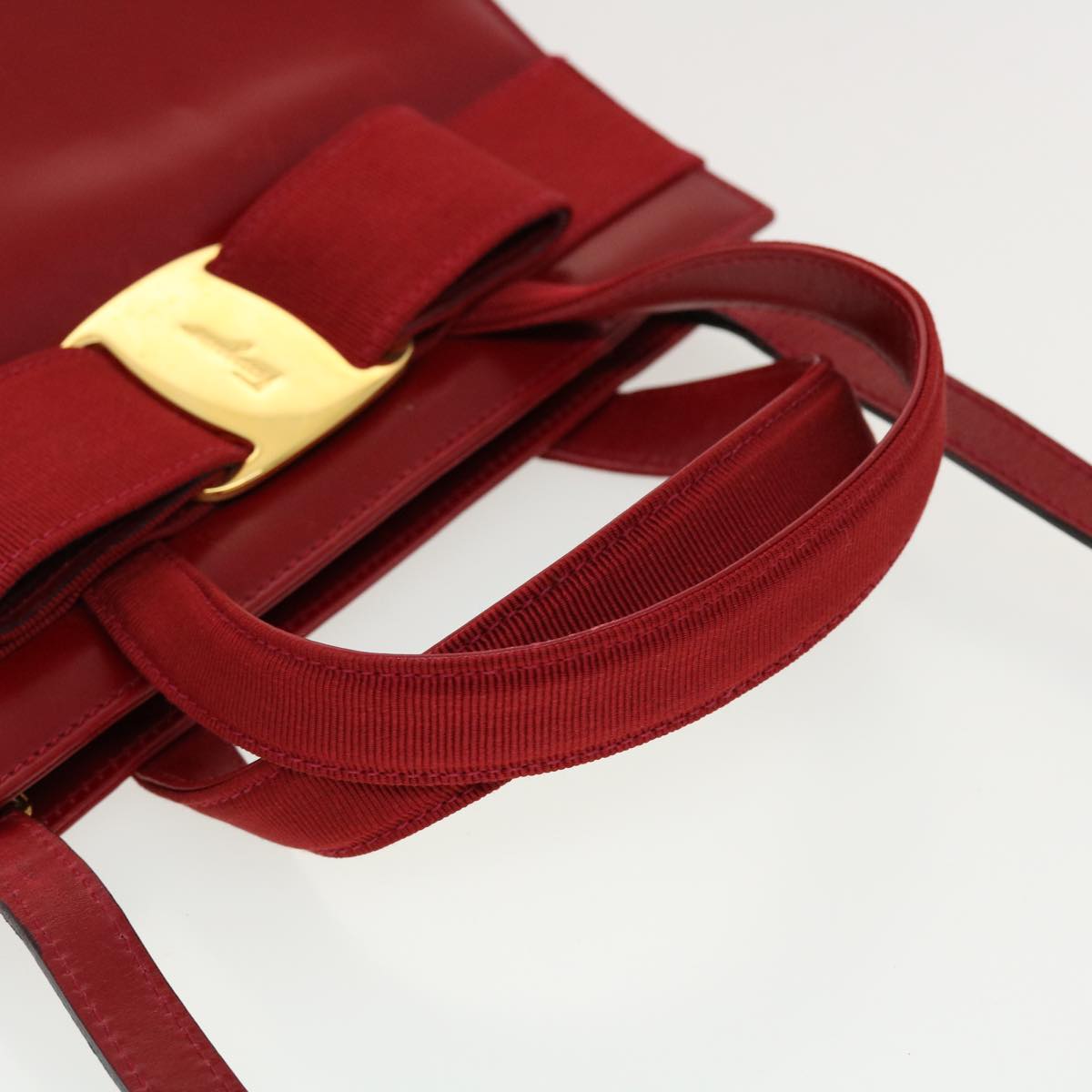 Salvatore Ferragamo Shoulder Bag Leather 2way Red Auth cl504