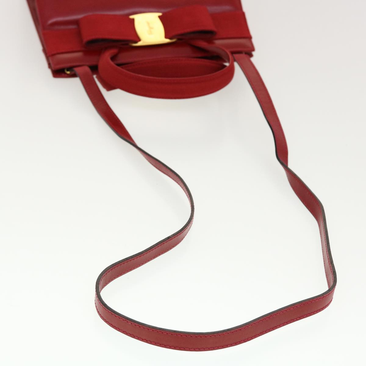 Salvatore Ferragamo Shoulder Bag Leather 2way Red Auth cl504