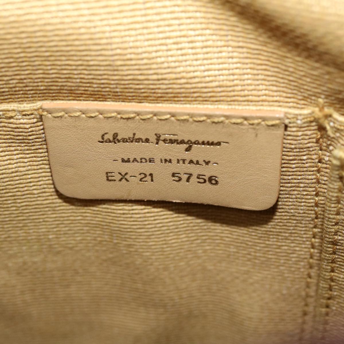 Salvatore Ferragamo Shoulder Bag Canvas Beige EX-21 5756 Auth cl508