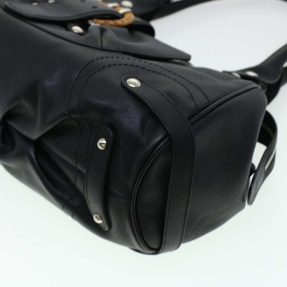 Salvatore Ferragamo Shoulder Bag Safiano leather Black DY-21 6305 Auth cl518
