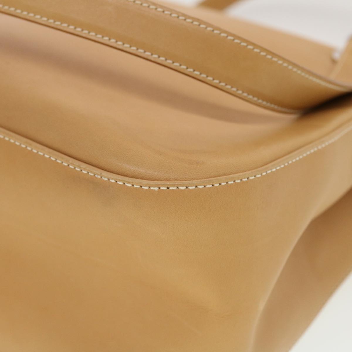 Salvatore Ferragamo Shoulder Bag Leather Beige Auth cl519