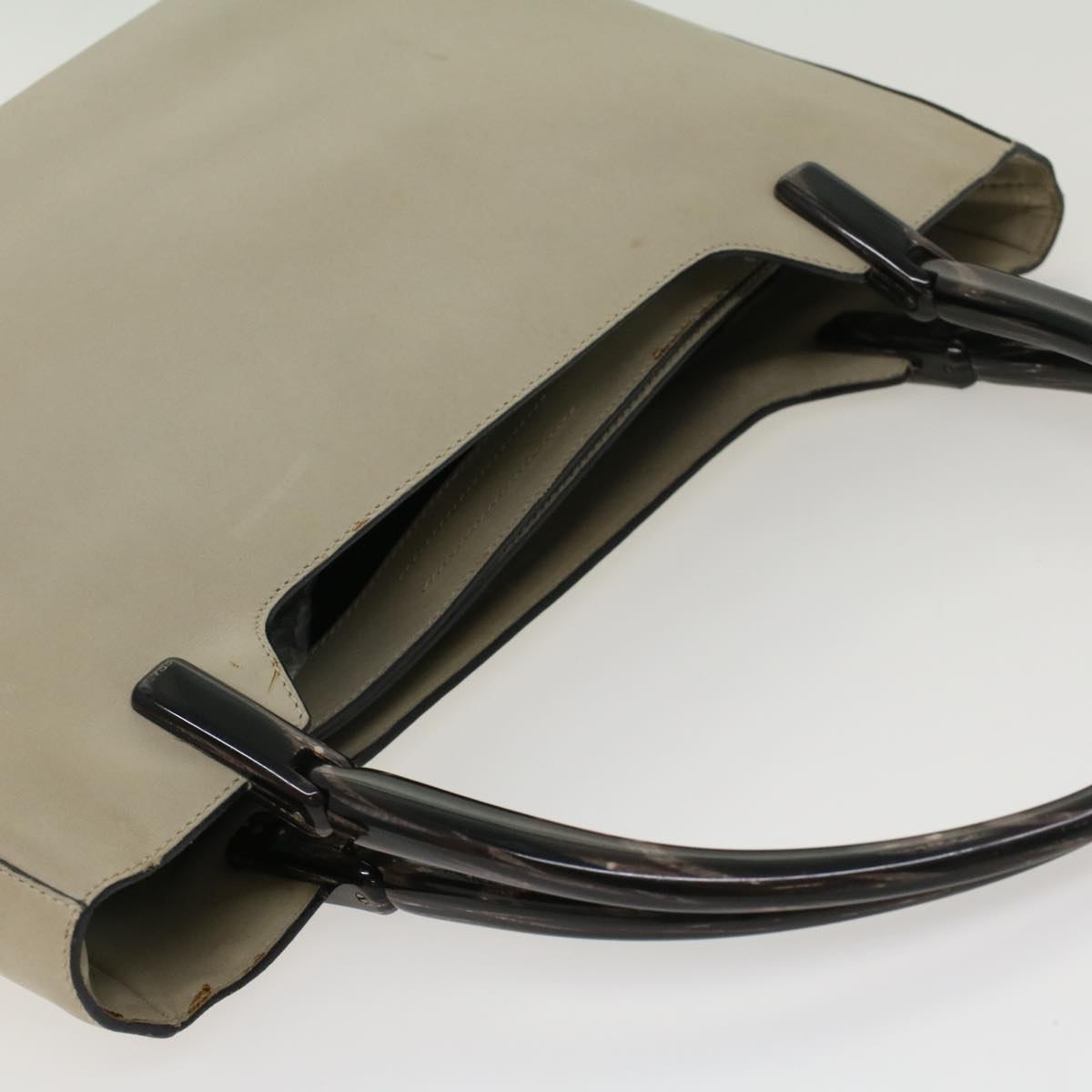 PRADA Shoulder Bag Leather Gray Auth cl555