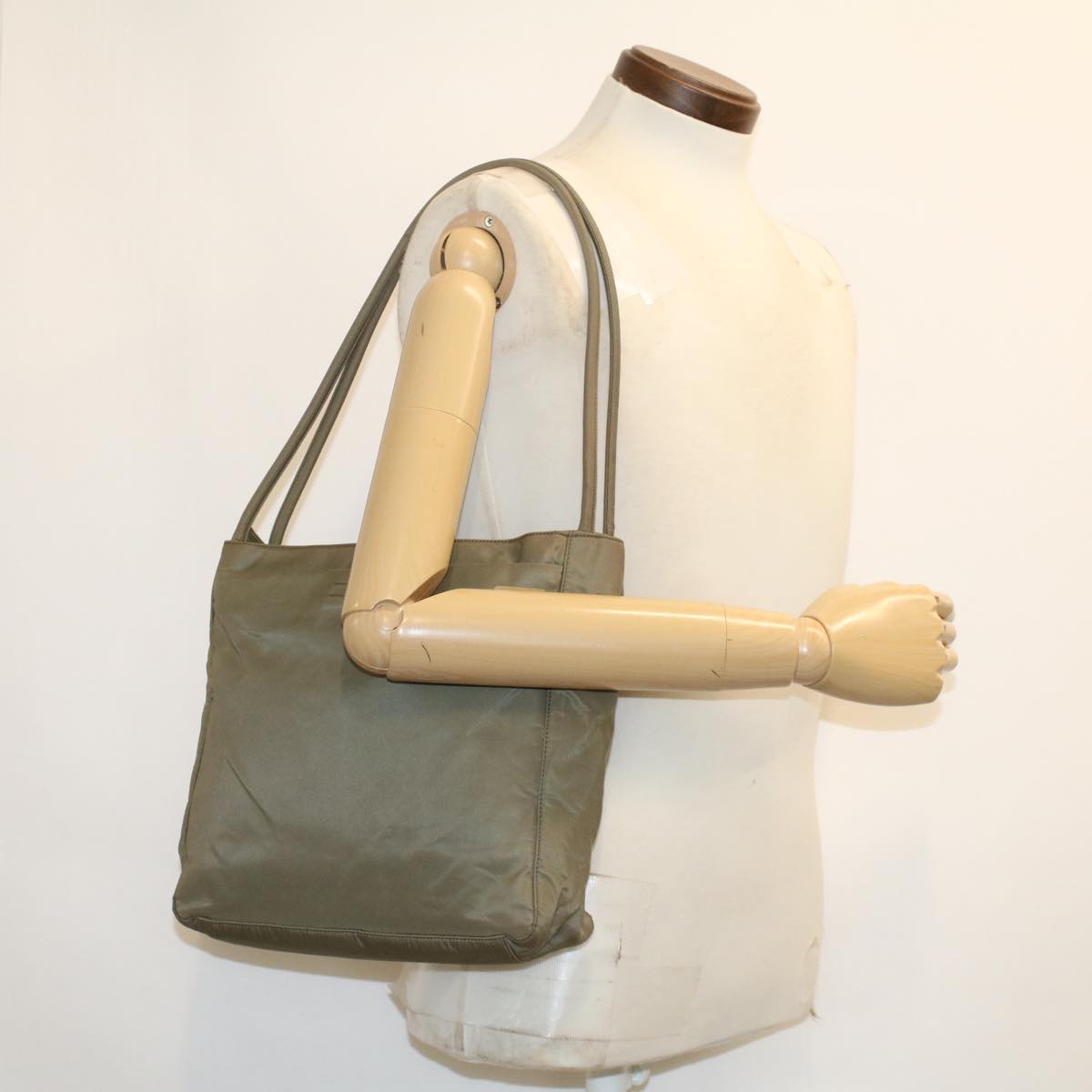 PRADA Shoulder Bag Nylon Khaki Auth cl556