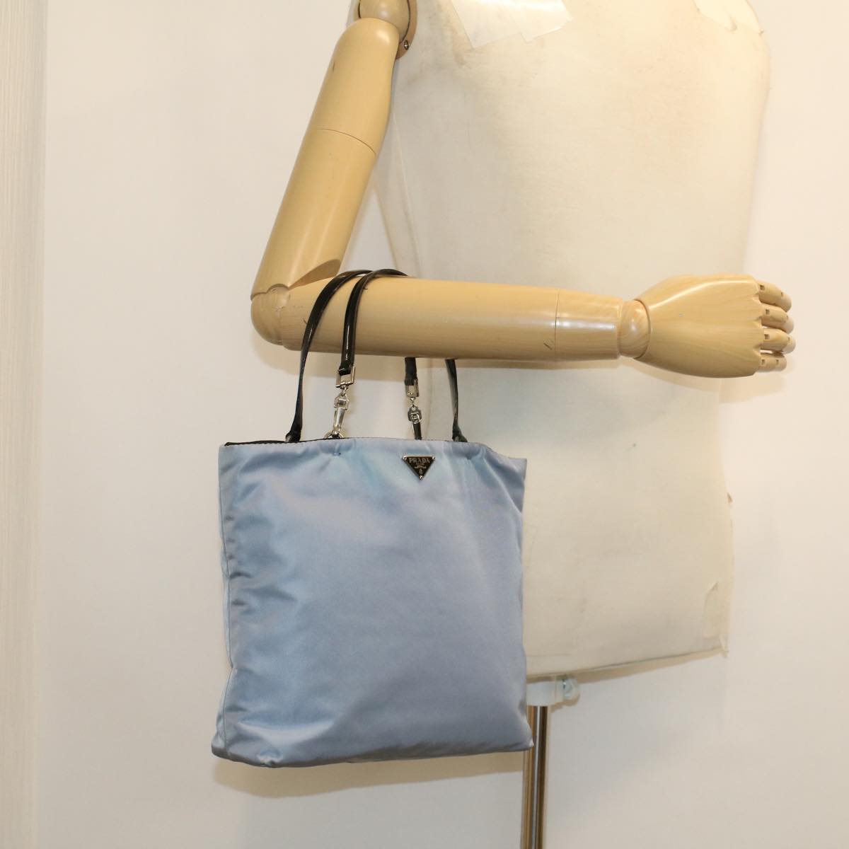 PRADA Hand Bag Nylon Light Blue Auth cl559