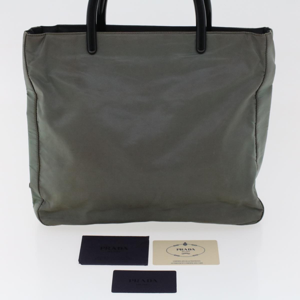 PRADA Hand Bag Nylon Gray Auth cl560