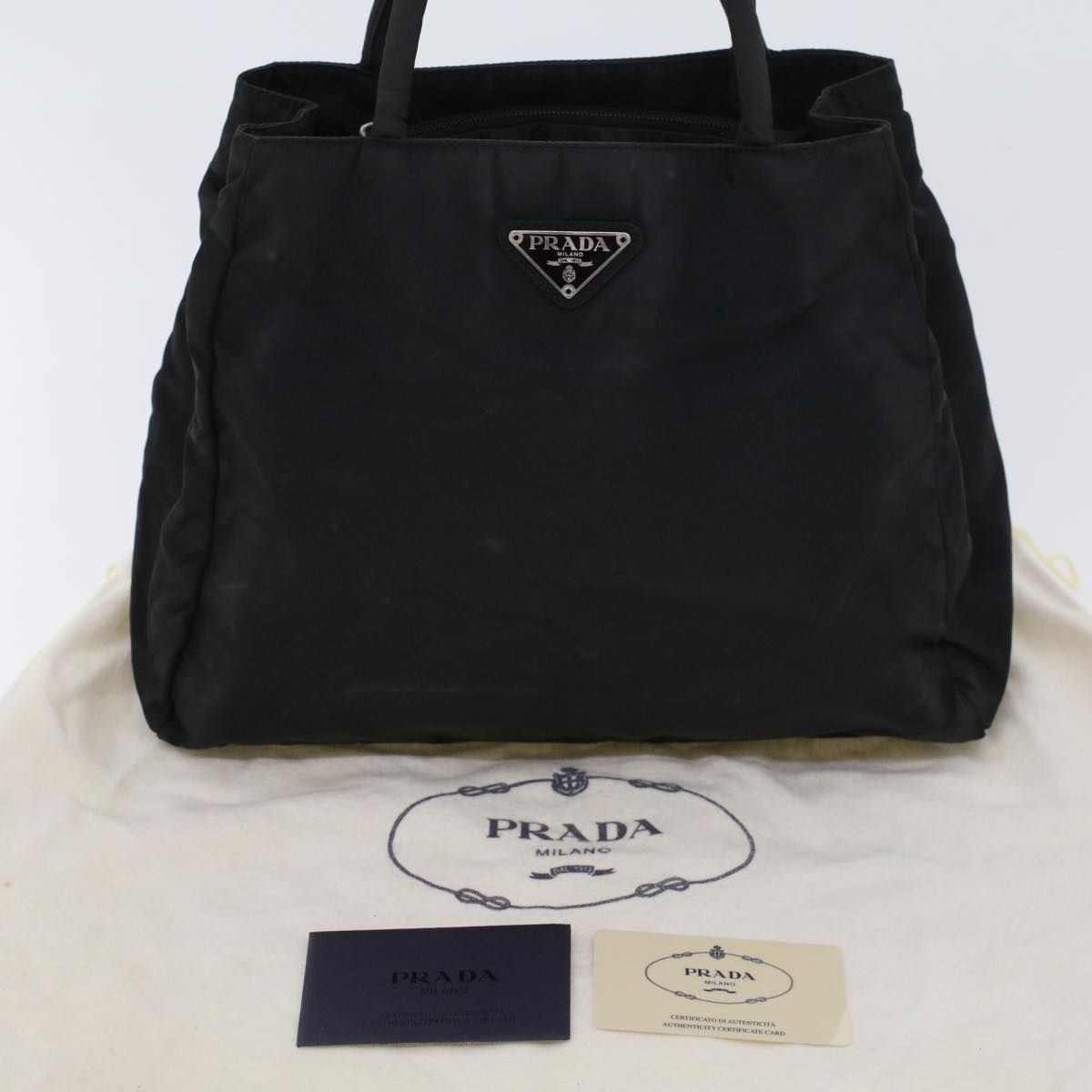 PRADA Hand Bag Nylon Black Auth cl565