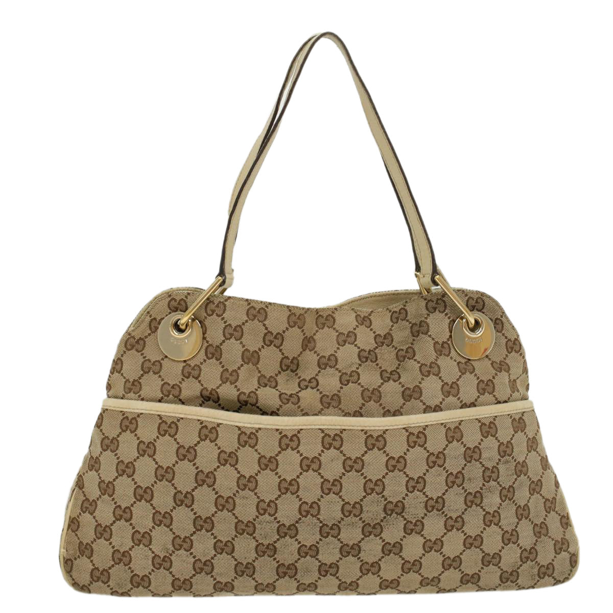 GUCCI GG Canvas Shoulder Bag Beige White 121023 Auth cl571