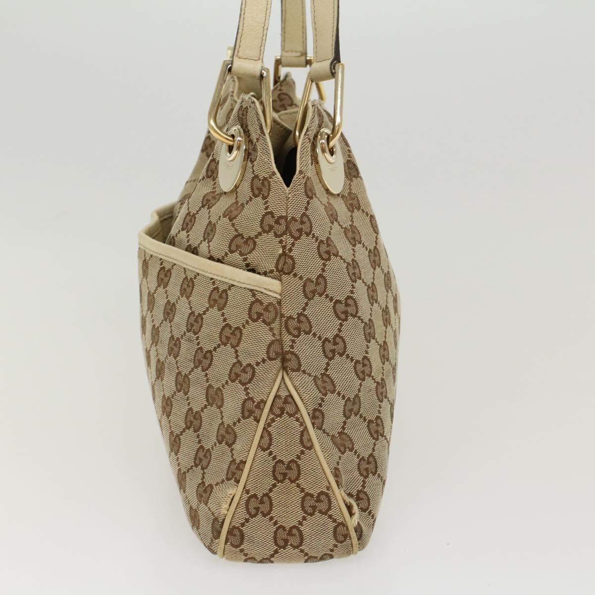 GUCCI GG Canvas Shoulder Bag Beige White 121023 Auth cl571