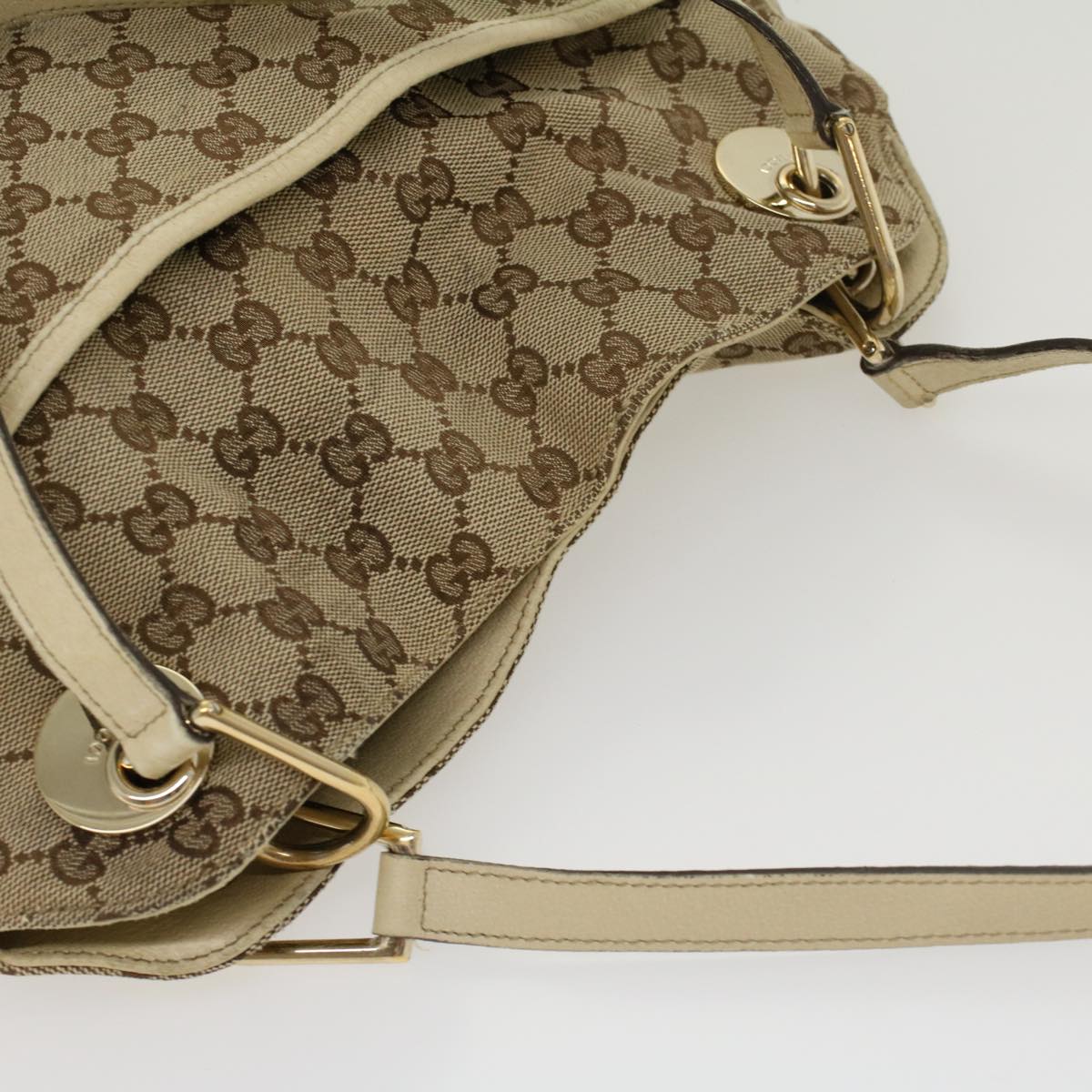 GUCCI GG Canvas Shoulder Bag Beige White 121023 Auth cl571