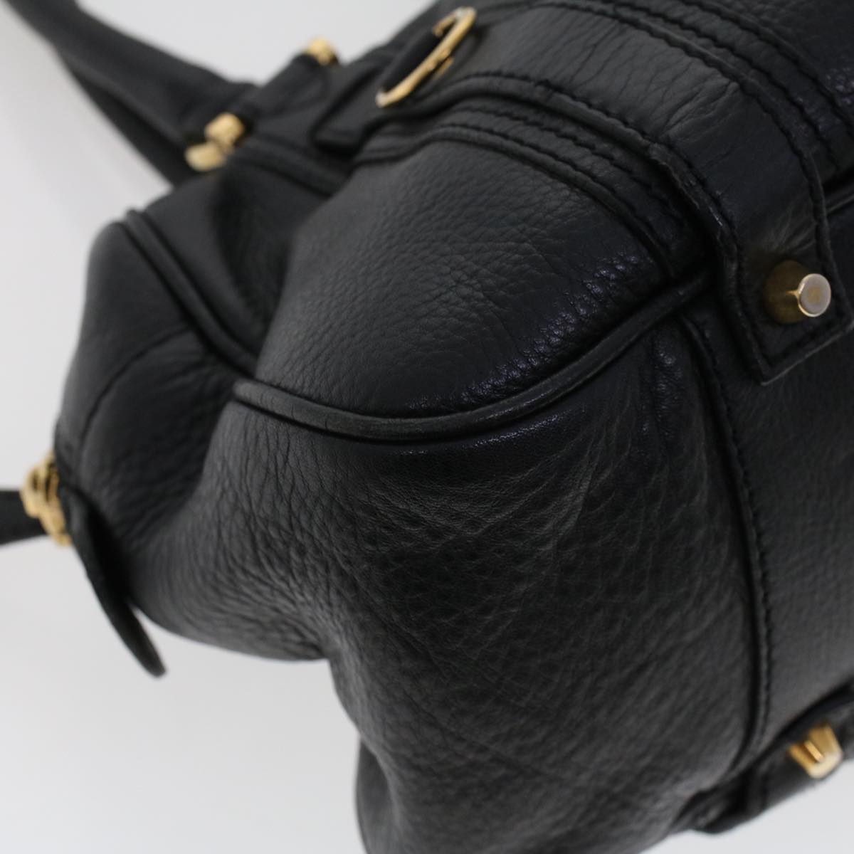 BURBERRY Shoulder Bag Leather Black Auth cl572