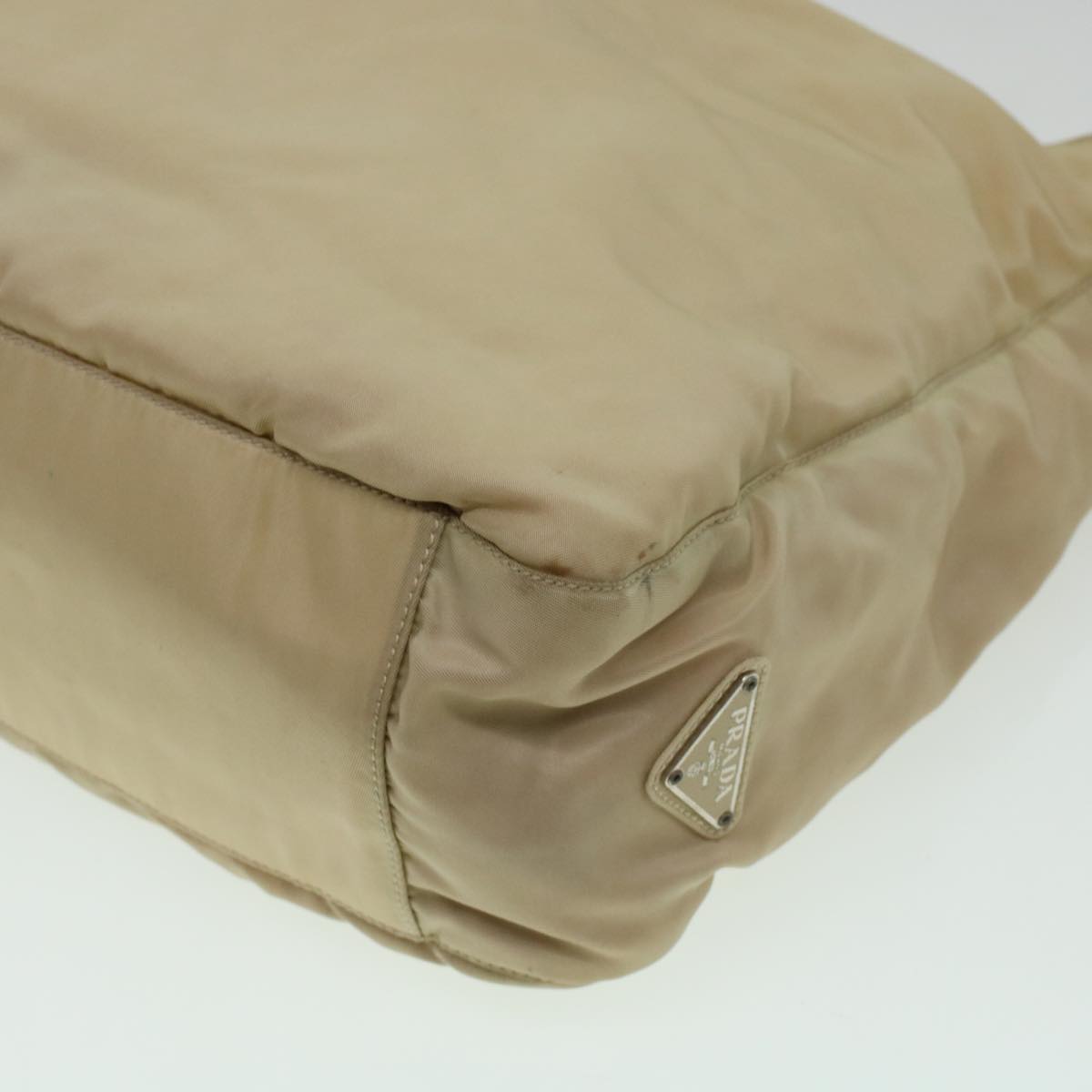 PRADA Shoulder Bag Nylon Beige Auth cl581