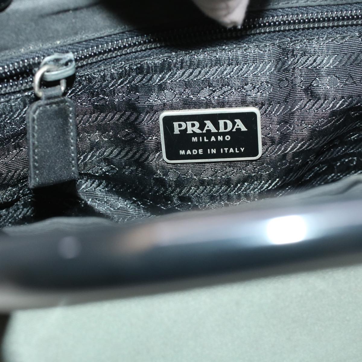 PRADA Hand Bag Nylon Gray Auth cl584