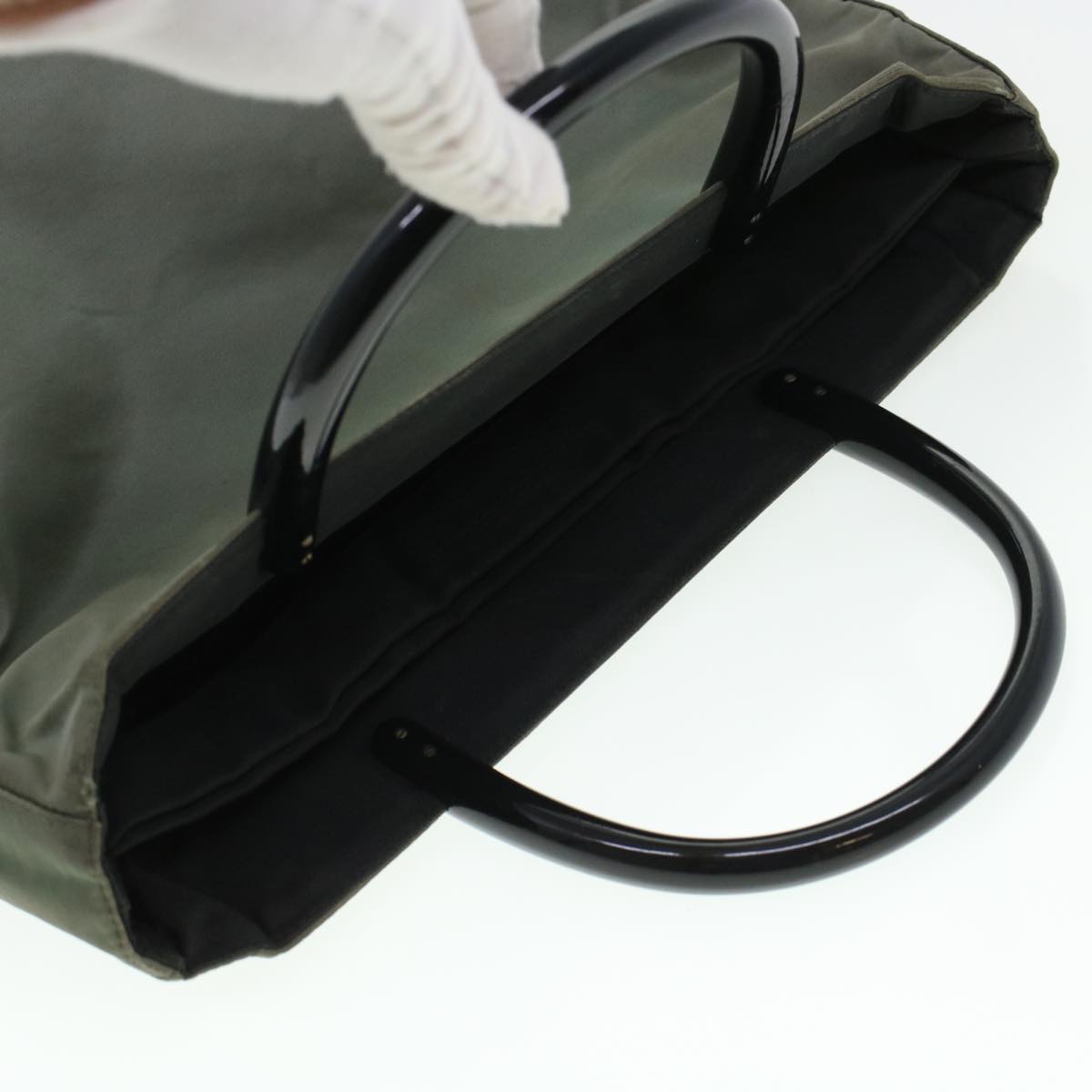 PRADA Hand Bag Nylon Gray Auth cl584