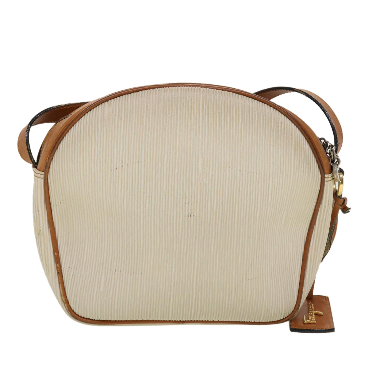 Salvatore Ferragamo Shoulder Bag Leather White Auth cl586 - 0