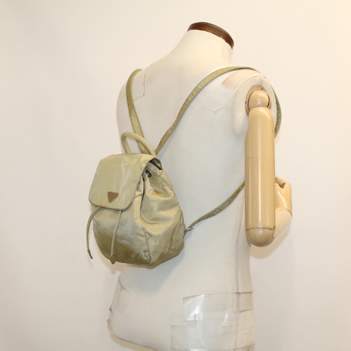 PRADA Backpack Nylon Beige Auth cl587