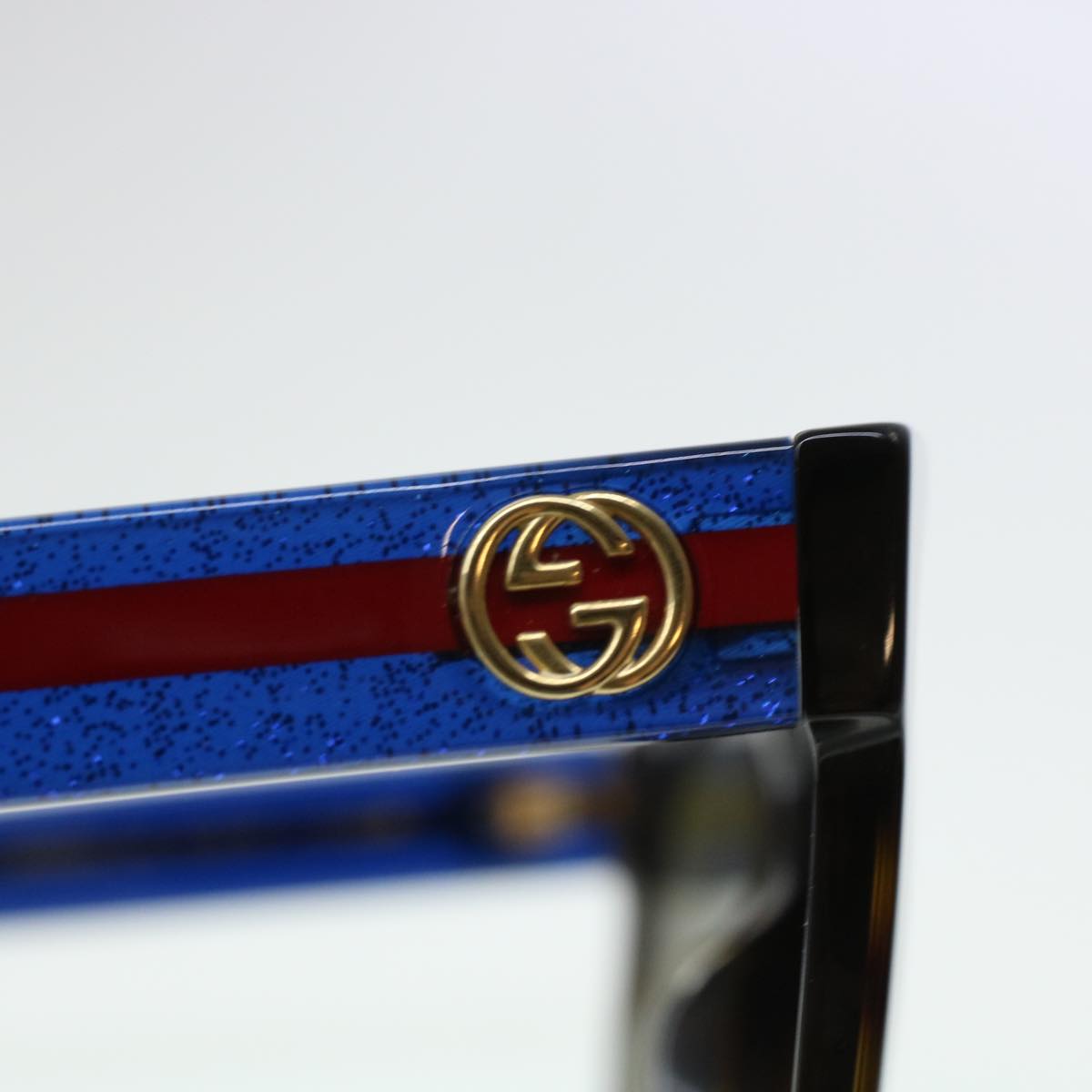 GUCCI Sherry Line Sunglasses Black Blue Red Auth cl605
