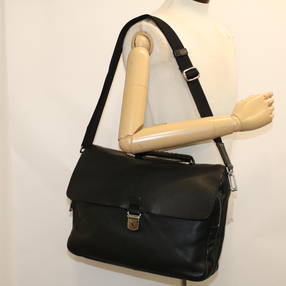 BALLY Hand Bag Leather 2way Shoulder Bag Black Auth cl613