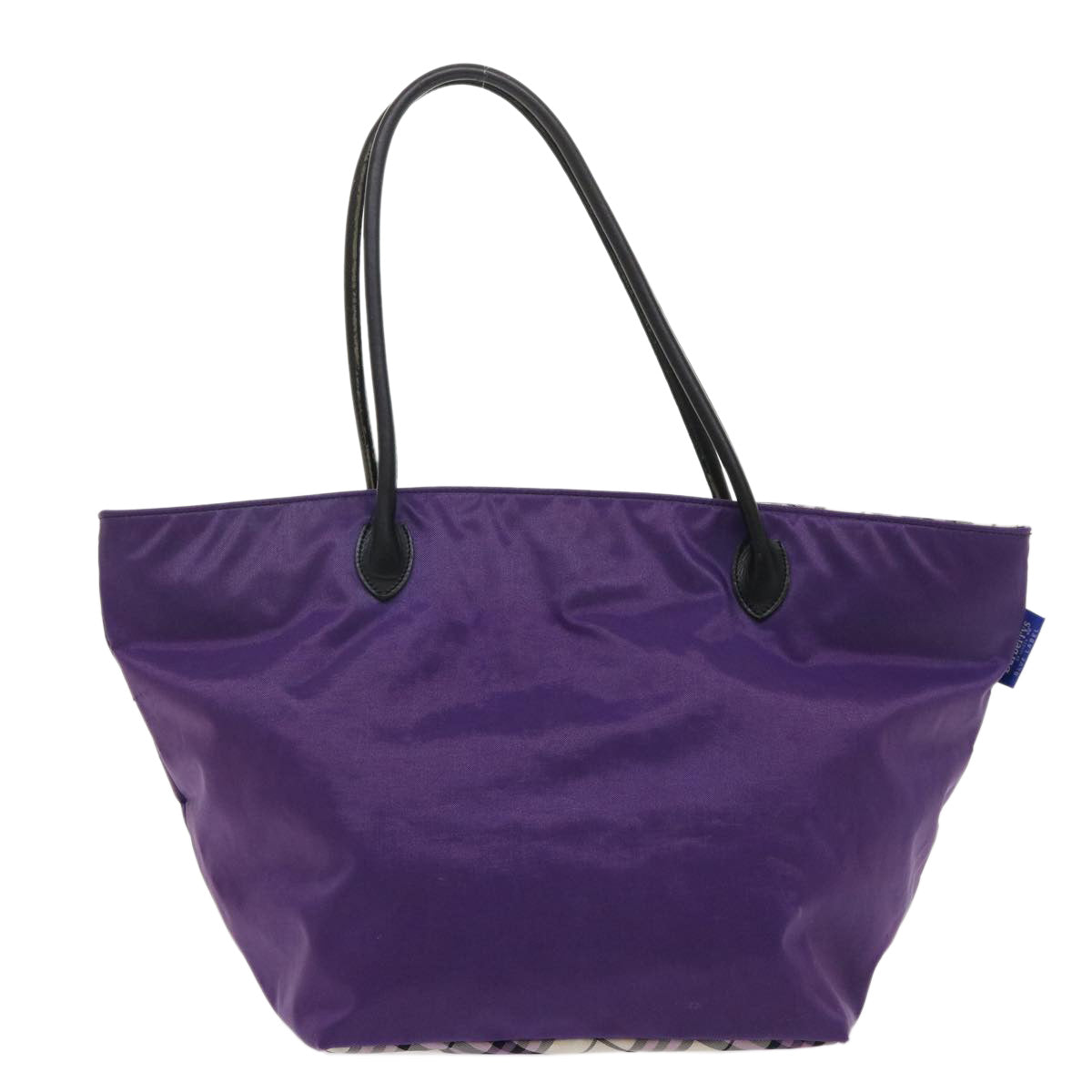 Burberrys Nova Check Tote Bag Nylon Purple Auth cl623 - 0