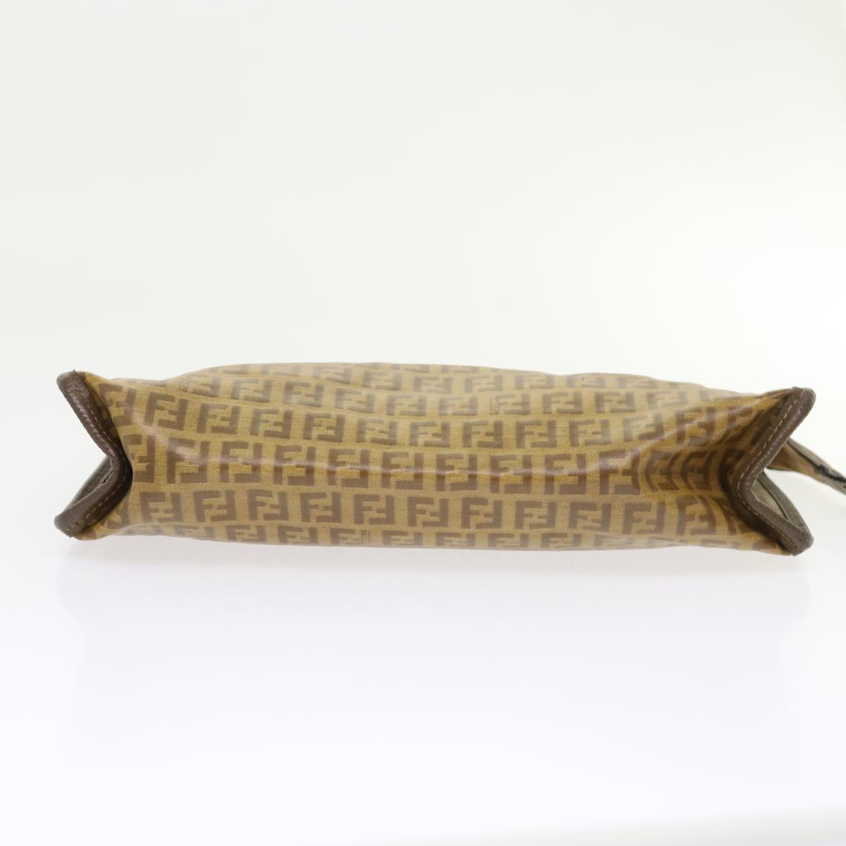 FENDI Zucchino Canvas Clutch Bag Brown Auth cl640