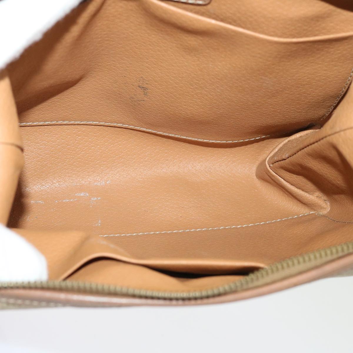 CELINE Macadam Canvas Clutch Bag PVC Leather Beige Auth cl641