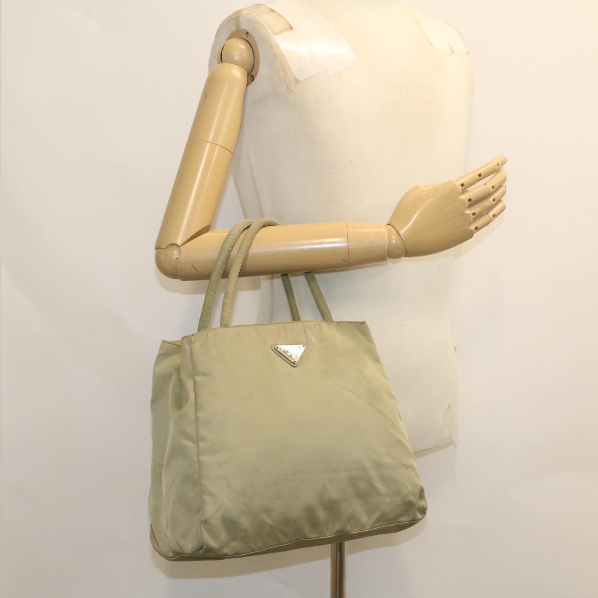 PRADA Hand Bag Nylon Khaki Auth cl650