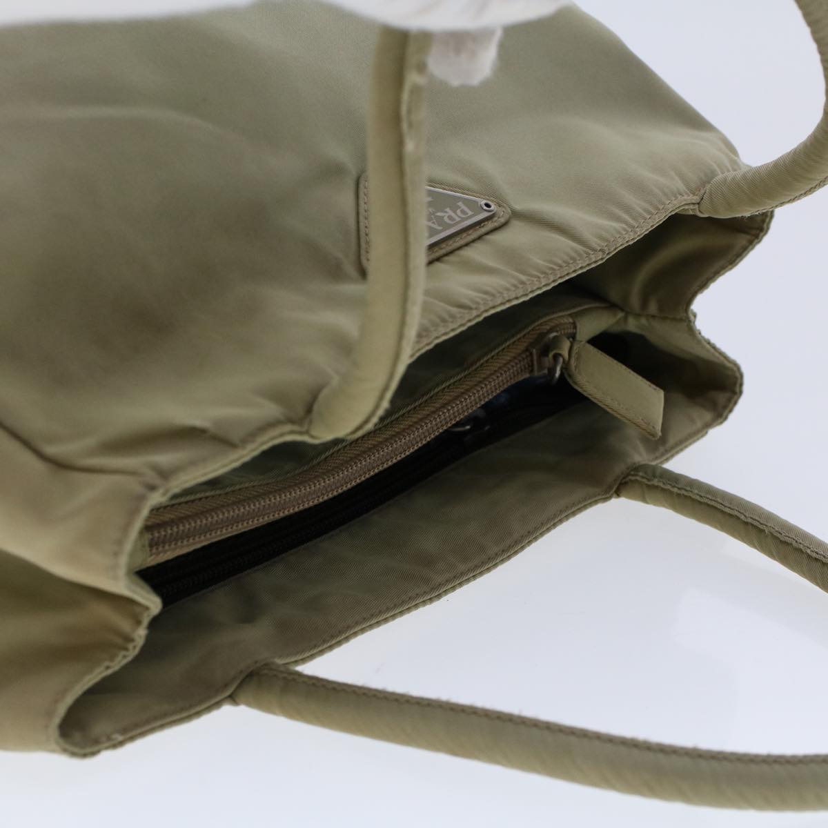 PRADA Hand Bag Nylon Khaki Auth cl650