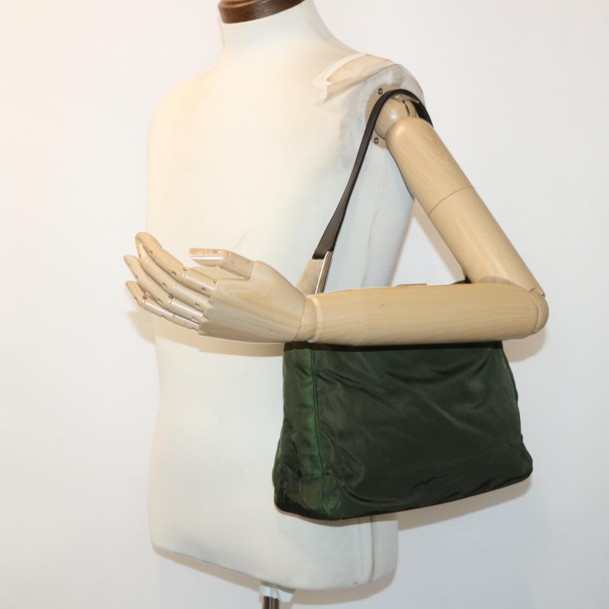PRADA Shoulder Bag Nylon Green Auth cl654